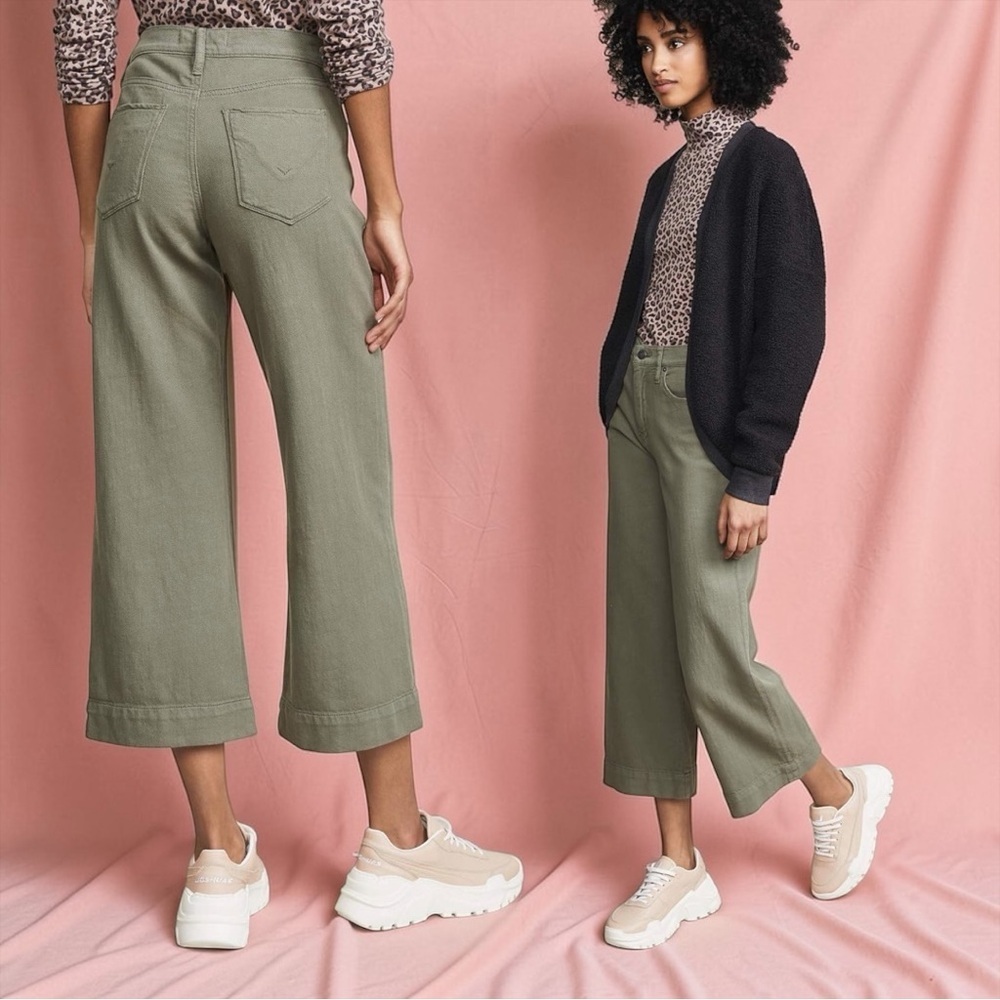 HUDSON Women’s Holly High Rise Wide Leg Cropped Jeans In Desert Sage Size 24